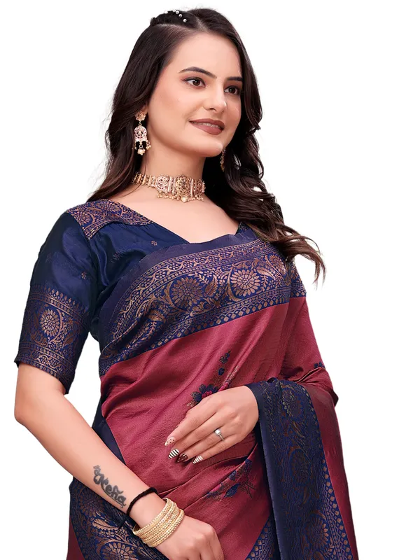 Maroon_Traditional_Printed_Saree_for_Women