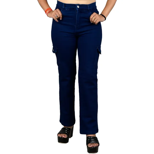 Navy_Cotton_Lycra_Straight_Fit_Cargo_Jeans_For_Women