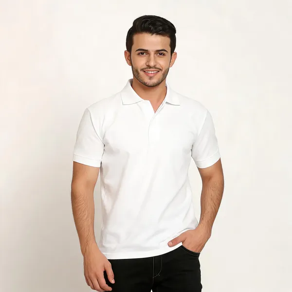 White_Dryfit_Regular_Fit_Polo_T-Shirt_For_Men