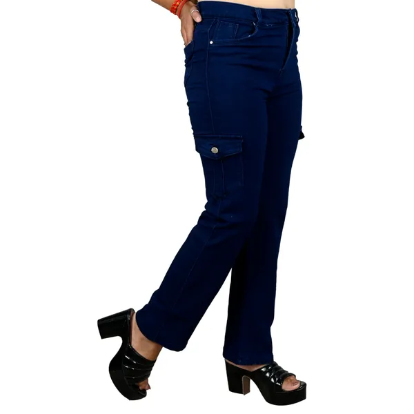 Navy_Cotton_Lycra_Straight_Fit_Cargo_Jeans_For_Women