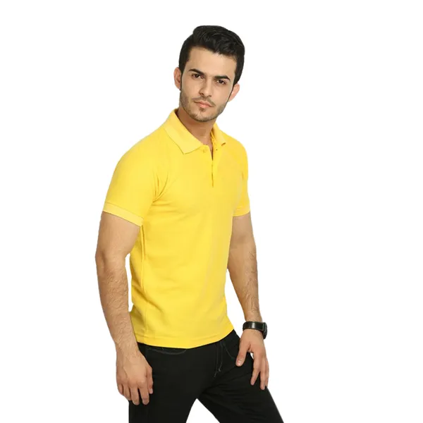 Yellow_Cotton_Blend_Regular_Fit_Polo_T-Shirt_For_Men