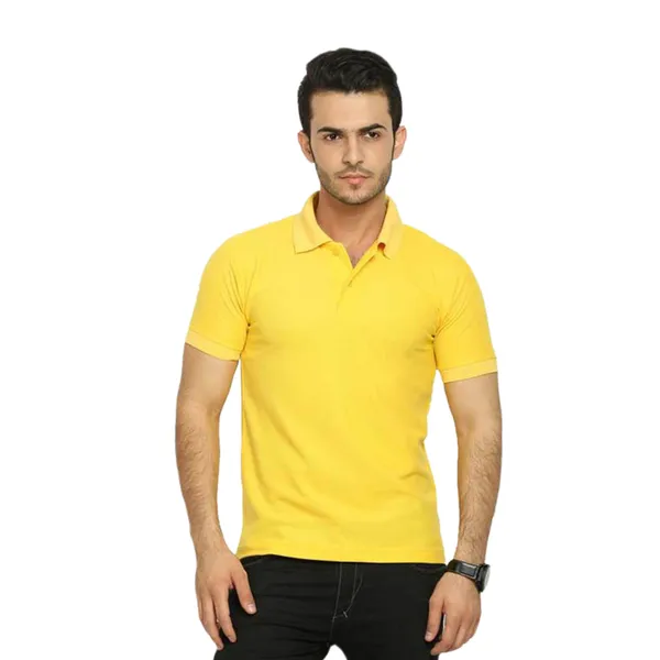 Yellow_Cotton_Blend_Regular_Fit_Polo_T-Shirt_For_Men