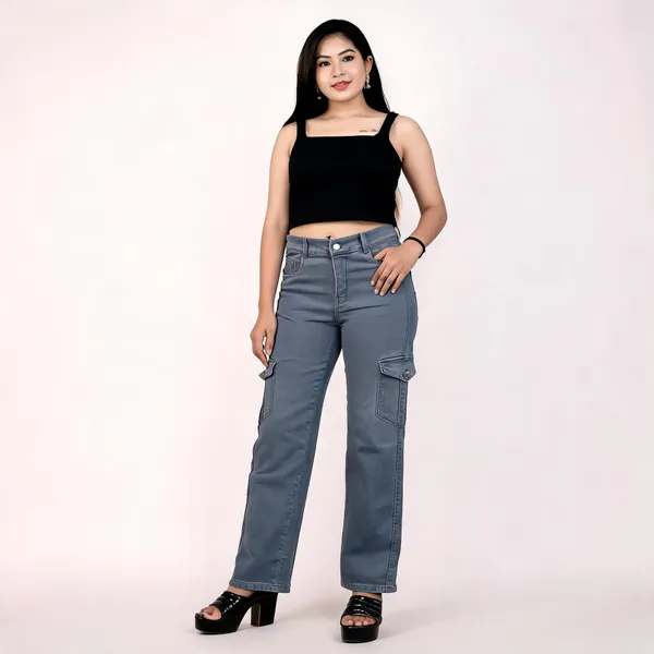 Grey_Denim_Straight_Fit_Cargo_Jeans_For_Women