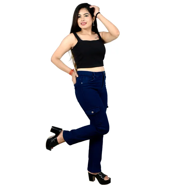Navy_Cotton_Lycra_Straight_Fit_Cargo_Jeans_For_Women