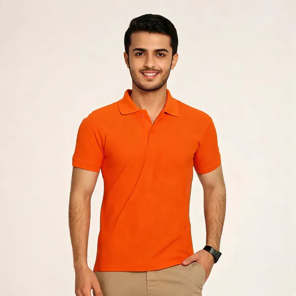 Orange_Cotton_Polyester_Regular_Fit_Polo_T-Shirt_For_Men