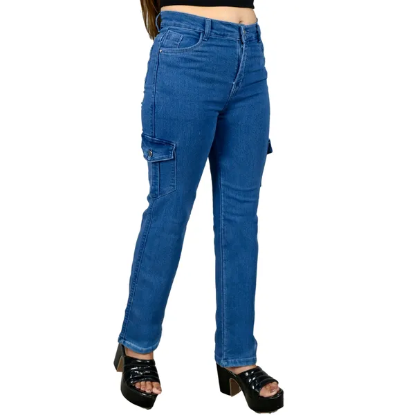 Blue_Denim_Slim_Fit_Cargo_Jeans_For_Women