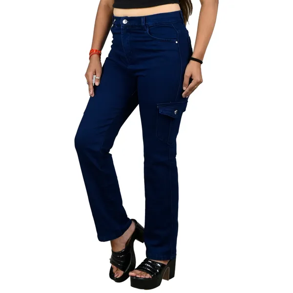 Navy_Cotton_Lycra_Straight_Fit_Cargo_Jeans_For_Women