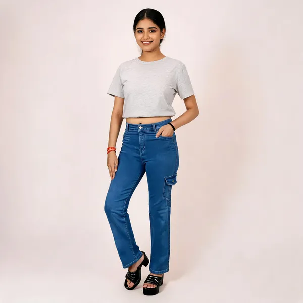 Blue_Denim_Slim_Fit_Cargo_Jeans_For_Women