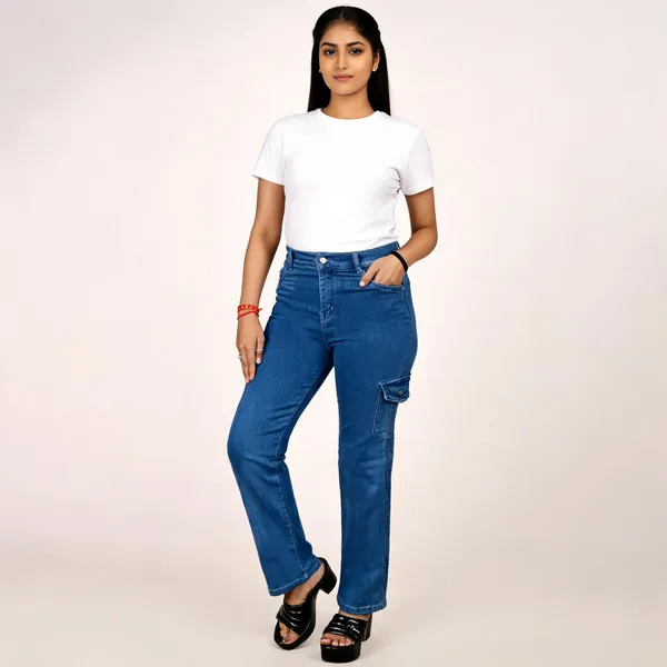 Blue_Denim_Slim_Fit_Cargo_Jeans_For_Women