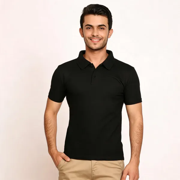 Black_Cotton_Blend_Regular_Fit_Polo_T-Shirt_For_Men