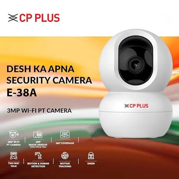 Cp_Plus_3mp_Full_Hd_Smart_Wi_Fi_Cctv_Home_Security_Camera_360_View_2_Way_Talk_Cloud_Monitor_Motion_Detect_Night_Vision_Supports_Sd_Card_Alexa_Ok_Google_15_Mtr_White_Cp_E38a