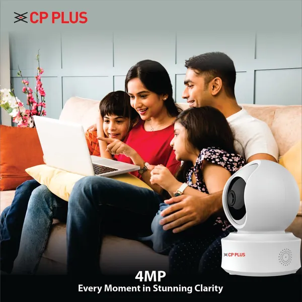 Cp_Plus_4mp_Quad_Hd_Smart_Wi_Fi_Cctv_Camera_For_Home_360_Pan_Tilt_Ctc_Cyber_Secure_Tech_Supports_Lan_View_Talk_Smart_Detection_Suite_Night_Vision_Cloud_Storage_Ok_Google_Cp_E41q