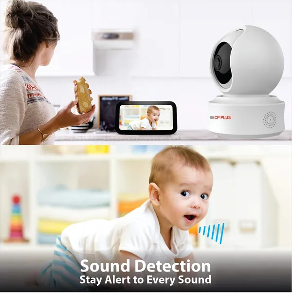 Cp_Plus_4mp_Quad_Hd_Smart_Wi_Fi_Cctv_Camera_For_Home_360_Pan_Tilt_Ctc_Cyber_Secure_Tech_Supports_Lan_View_Talk_Smart_Detection_Suite_Night_Vision_Cloud_Storage_Ok_Google_Cp_E41q