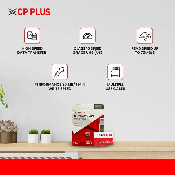 Cp_Plus_128gb_Microsdxc_Memory_Card_Grade_Uhs_3_Class_10_Up_To_70_Mbps_Reading_30_Mbps_Writing_Speed_With_High_Performance_Of_Data_Transfer_Lower_Power_Consumption_For_Portable_Devices