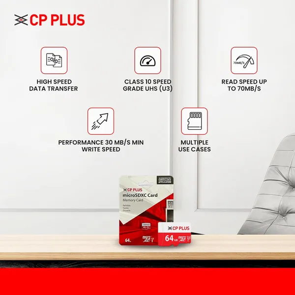 Cp_Plus_64gb_Microsdxc_Memory_Card_Grade_Uhs_3_Class_10_Up_To_70_Mbps_Reading_30_Mbps_Writing_Speed_With_High_Performance_Of_Data_Transfer_Lower_Power_Consumption_For_Portable_Devices