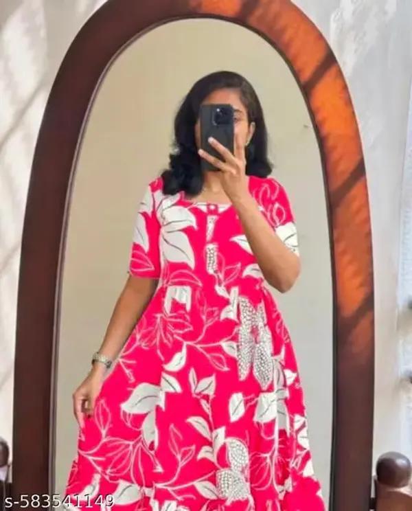 Pink_Rayon_Floral_Fit_And_Flare_Dress_For_Women