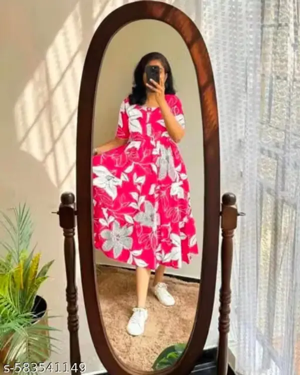 Pink_Rayon_Floral_Fit_And_Flare_Dress_For_Women