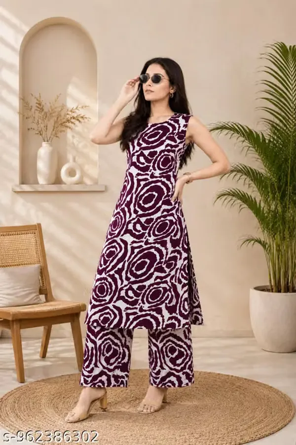 Maroon_Linen_Cotton_Straight_Kurta_Pant_Set_For_Women
