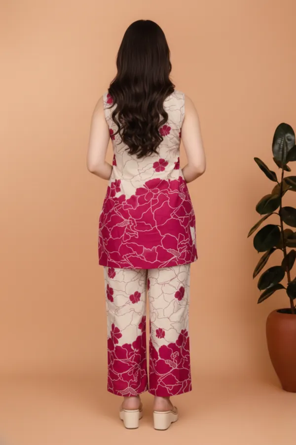 Beige_Floral_Print_Kurta_Pant_Set_for_Women