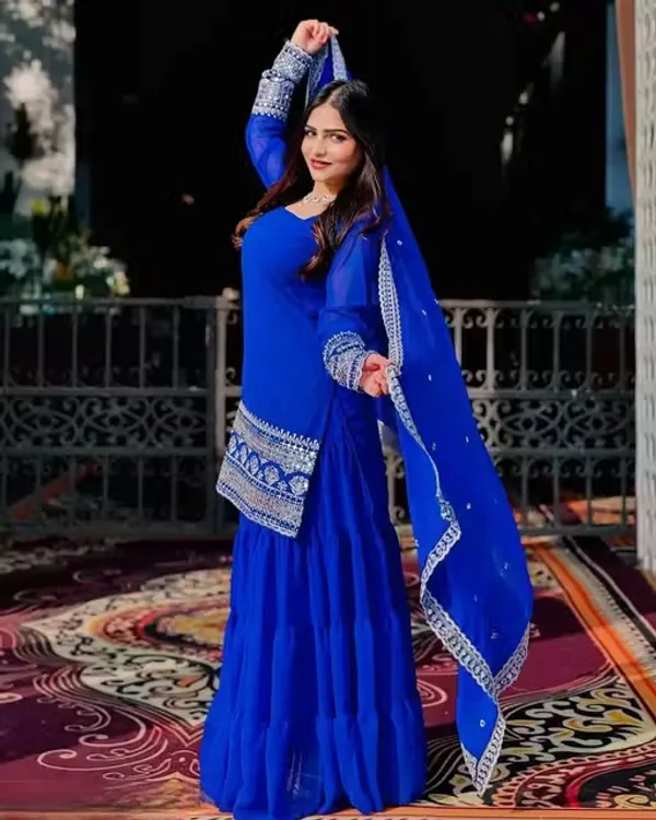 Blue_Georgette_Embroidered_Anarkali_Suit_Set_For_Women