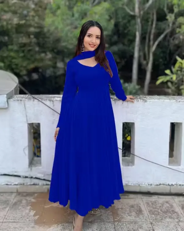 Blue_Georgette_Anarkali_Suit_Set_For_Women