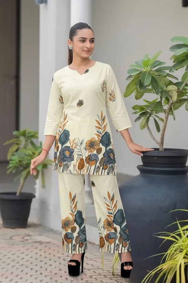 White_Rayon_Floral_Straight_Kurta_Pant_Set_For_Women