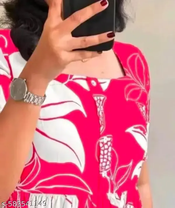Pink_Rayon_Floral_Fit_And_Flare_Dress_For_Women