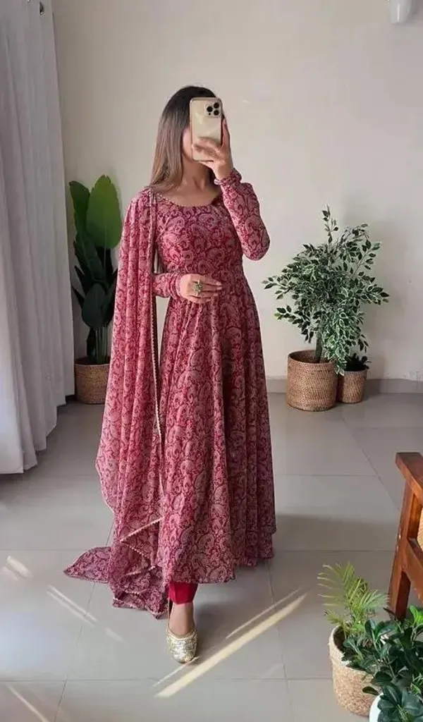 Maroon_Georgette_Paisley_Anarkali_Suit_Set_For_Women
