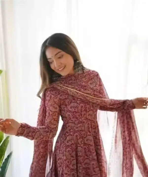 Maroon_Georgette_Paisley_Anarkali_Suit_Set_For_Women