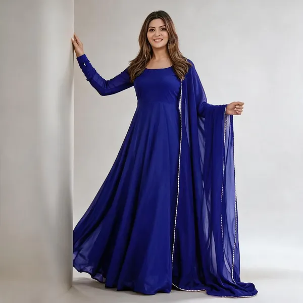 Blue_Georgette_Anarkali_Suit_Set_For_Women