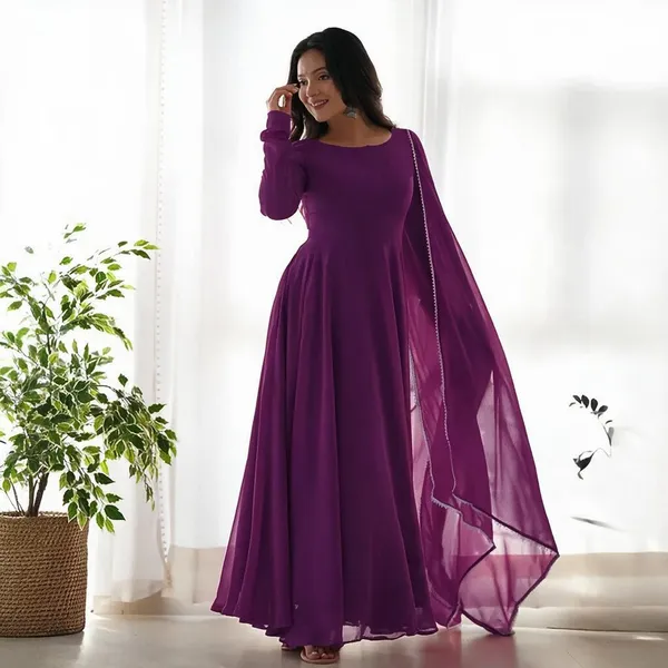 Purple_Georgette_Anarkali_Dress_With_Dupatta_For_Women