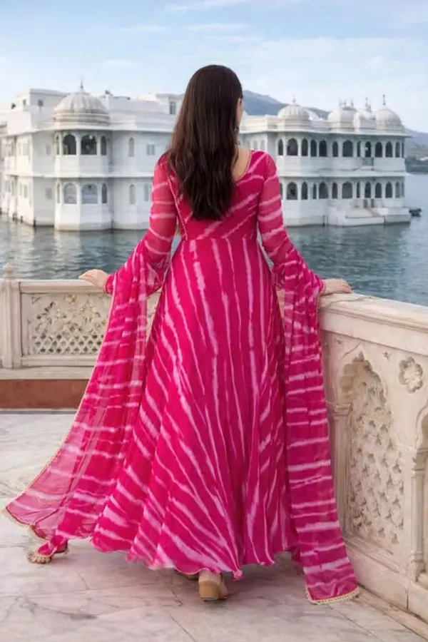 Pink_Georgette_Printed_Anarkali_Dress_With_Dupatta_For_Women