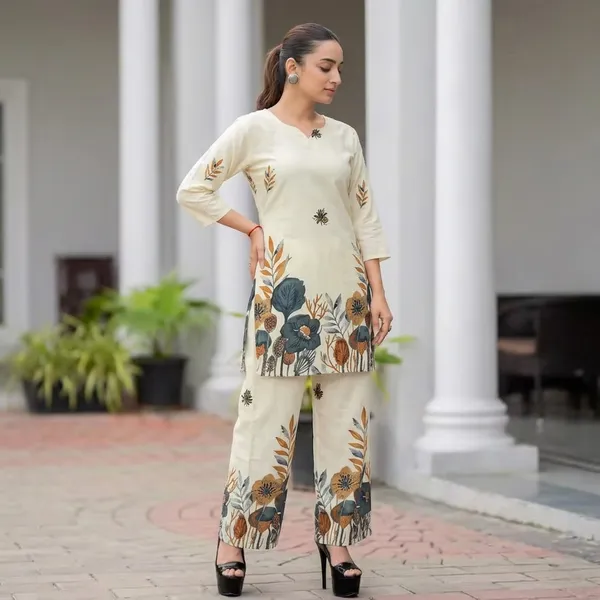 White_Rayon_Floral_Straight_Kurta_Pant_Set_For_Women