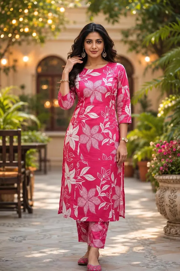 Pink_Rayon_Floral_Straight_Kurta_Set_For_Women