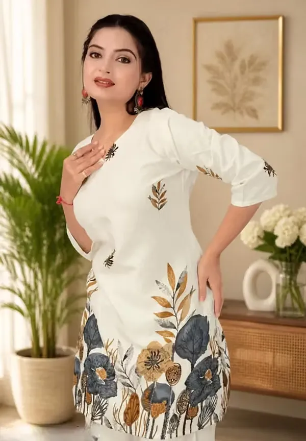 White_Rayon_Floral_Straight_Kurta_Pant_Set_For_Women