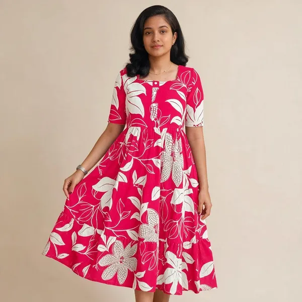 Pink_Rayon_Floral_Fit_And_Flare_Dress_For_Women