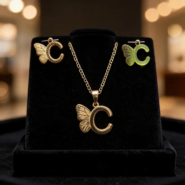Gold_Stainless_Steel_Alphabet_Pendant_Necklace_Earrings_Set_For_Women