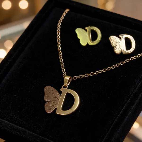 Silver_Stainless_Steel_Butterfly_Alphabet_Pendant_Necklace_Earrings_Set_For_Women