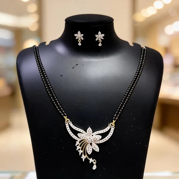 Black_Gold_Alloy_Floral_Beaded_Mangalsutra_Earring_Set_For_Women