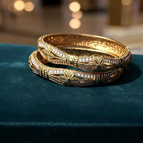 Gold_Metal_Floral_Embellished_Bangles_For_Women
