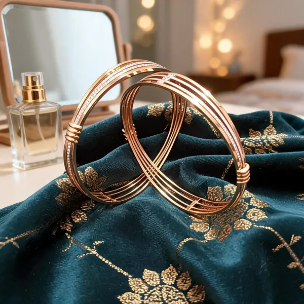 Rose_Gold_Metal_Multi_Strand_Bangle_Set_For_Women