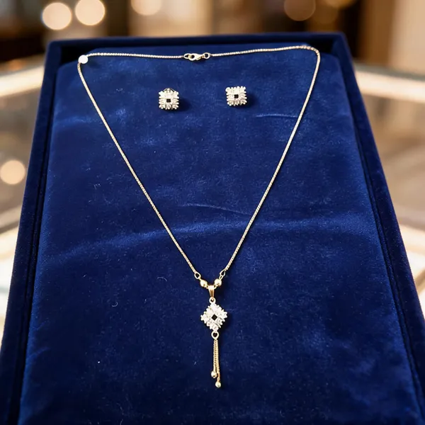 Silver_Tone_Necklace_And_Earrings_Set_For_Women