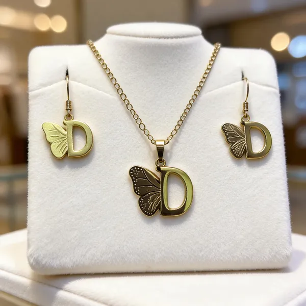 Silver_Stainless_Steel_Butterfly_Alphabet_Pendant_Necklace_Earrings_Set_For_Women