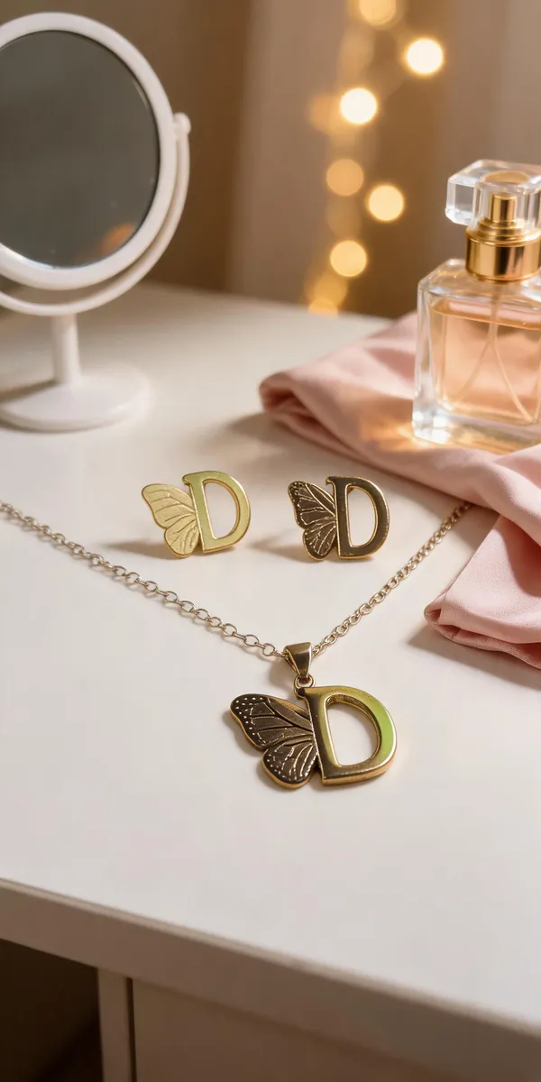 Silver_Stainless_Steel_Butterfly_Alphabet_Pendant_Necklace_Earrings_Set_For_Women