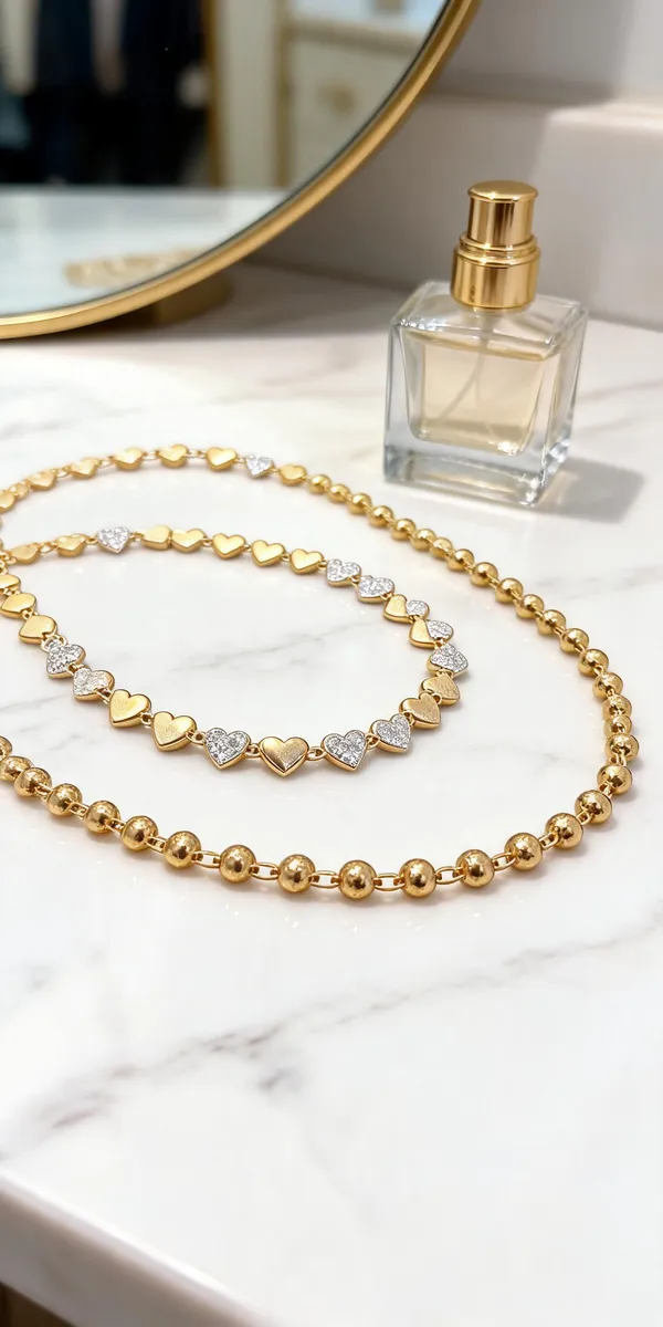 Gold_Metal_Heart_Design_Necklace_Chain_Set_For_Women