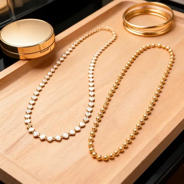 Gold_Metal_Heart_Design_Necklace_Chain_Set_For_Women