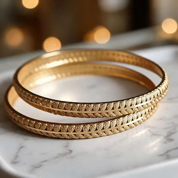 Gold_Metal_Textured_Bangle_Set_For_Women