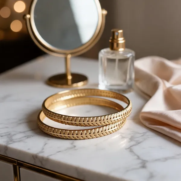 Gold_Metal_Textured_Bangle_Set_For_Women