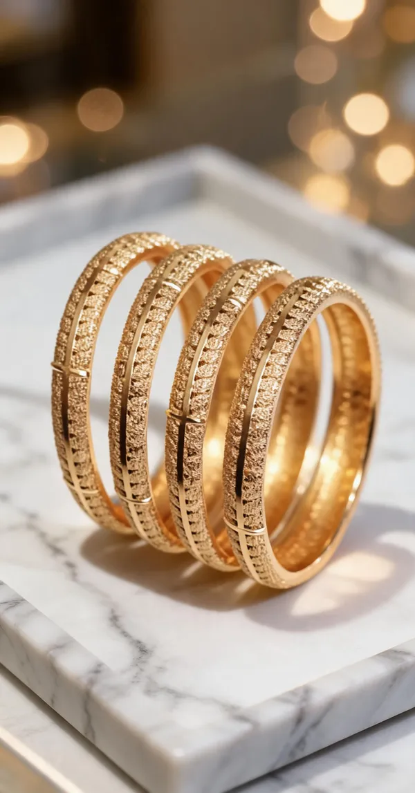 Gold_Metal_Textured_Bangle_Set_For_Women