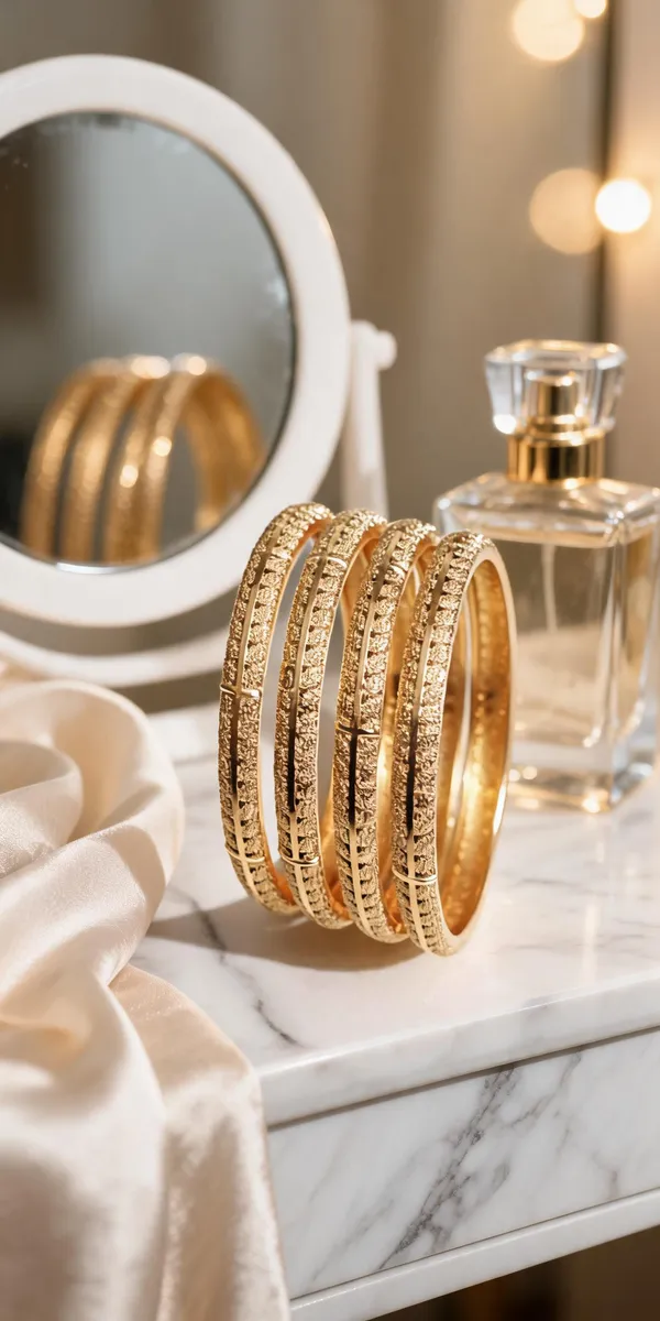 Gold_Metal_Textured_Bangle_Set_For_Women